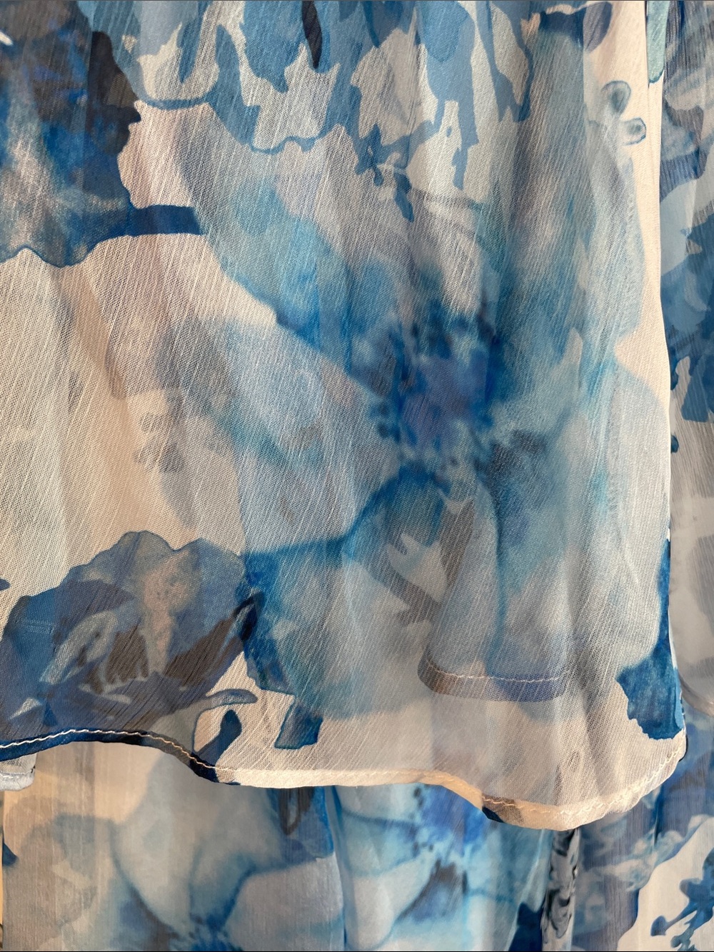 PETAL & PUP BLOOM TIERED BLUE & WHITE FLORAL STRAPLESS & LAYERED LONG DRESS SZ M - Picture 8 of 13